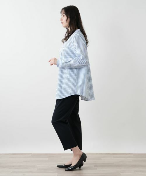Leilian PLUS HOUSE / レリアンプラスハウス シャツ・ブラウス | 【店舗人気】スタンドカラーストライプシャツ【プラス企画】 | 詳細5