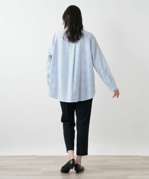 Leilian PLUS HOUSE / レリアンプラスハウス シャツ・ブラウス | 【店舗人気】スタンドカラーストライプシャツ【プラス企画】 | 詳細6