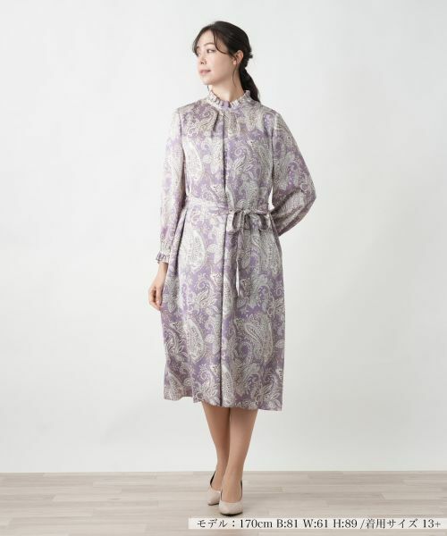 Leilian PLUS HOUSE / レリアンプラスハウス ドレス | ペイズリー柄フリルワンピース | 詳細1