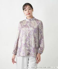 Leilian PLUS HOUSE / レリアンプラスハウス シャツ・ブラウス | 【店舗人気】ペイズリースタンドカラーブラウス