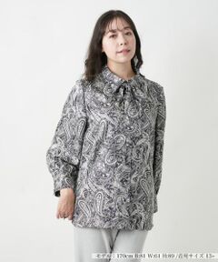 Leilian PLUS HOUSE / レリアンプラスハウス シャツ・ブラウス | 【店舗人気】ペイズリー柄ボウタイブラウス