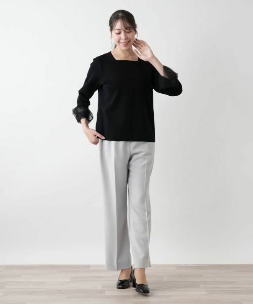 Leilian PLUS HOUSE / レリアンプラスハウス ニット・セーター | 【店舗人気】スクエアネックカットソー【BOURGE】 | 詳細1