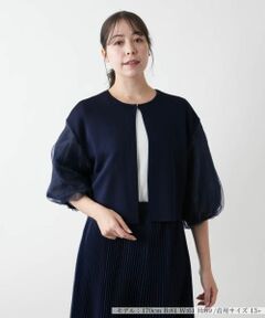 Leilian PLUS HOUSE / レリアンプラスハウス カーディガン・ボレロ | 【店舗人気】切替ノーカラーカーディガン【BOURGE】