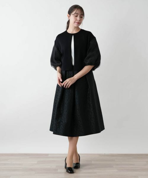 Leilian PLUS HOUSE / レリアンプラスハウス カーディガン・ボレロ | 【店舗人気】切替ノーカラーカーディガン【BOURGE】 | 詳細1