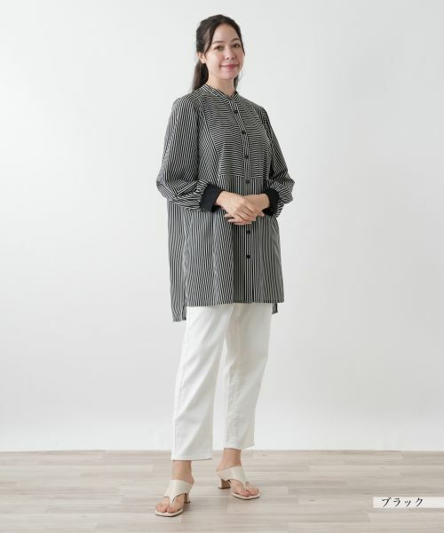 Leilian PLUS HOUSE / レリアンプラスハウス シャツ・ブラウス | 【店舗人気】バンドカラーブラウス【プラス企画】 | 詳細1