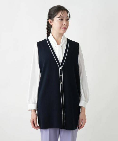 Leilian PLUS HOUSE / レリアンプラスハウス テーラードジャケット | 【店舗人気】Vネックニットベスト【プラス企画】 | 詳細4