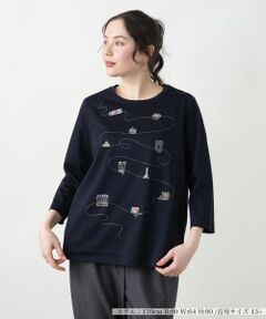 Leilian PLUS HOUSE / レリアンプラスハウス Tシャツ | 【店舗人気】刺繍クルーネックカットソー【プラス企画】