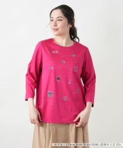 Leilian PLUS HOUSE / レリアンプラスハウス Tシャツ | 【店舗人気】刺繍クルーネックカットソー【プラス企画】