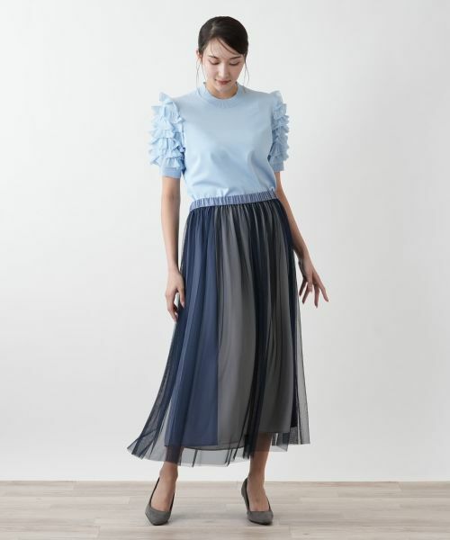 Leilian PLUS HOUSE / レリアンプラスハウス ミニ・ひざ丈スカート | 【店舗人気】チュールフレアスカート【BOURGE】 | 詳細1