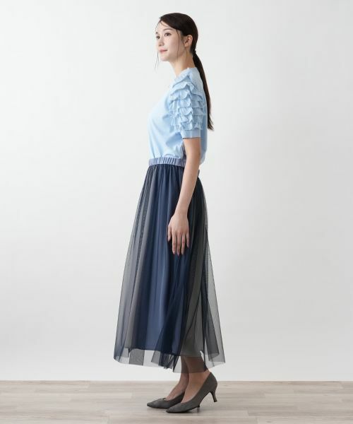 Leilian PLUS HOUSE / レリアンプラスハウス ミニ・ひざ丈スカート | 【店舗人気】チュールフレアスカート【BOURGE】 | 詳細2