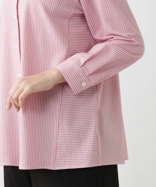 Leilian PLUS HOUSE / レリアンプラスハウス シャツ・ブラウス | 【店舗人気】ストライプバンドカラーブラウス【プラス企画】 | 詳細10