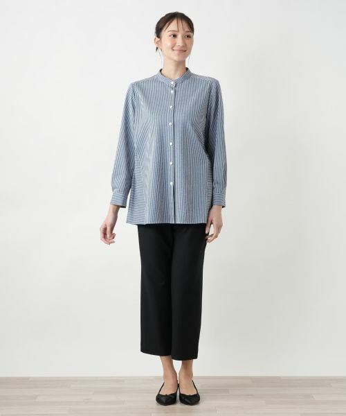 Leilian PLUS HOUSE / レリアンプラスハウス シャツ・ブラウス | 【店舗人気】ストライプバンドカラーブラウス【プラス企画】 | 詳細12