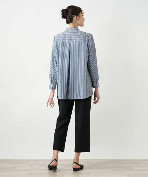 Leilian PLUS HOUSE / レリアンプラスハウス シャツ・ブラウス | 【店舗人気】ストライプバンドカラーブラウス【プラス企画】 | 詳細14