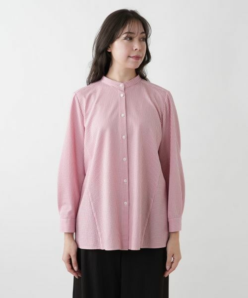 Leilian PLUS HOUSE / レリアンプラスハウス シャツ・ブラウス | 【店舗人気】ストライプバンドカラーブラウス【プラス企画】 | 詳細4