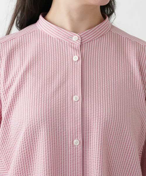 Leilian PLUS HOUSE / レリアンプラスハウス シャツ・ブラウス | 【店舗人気】ストライプバンドカラーブラウス【プラス企画】 | 詳細7