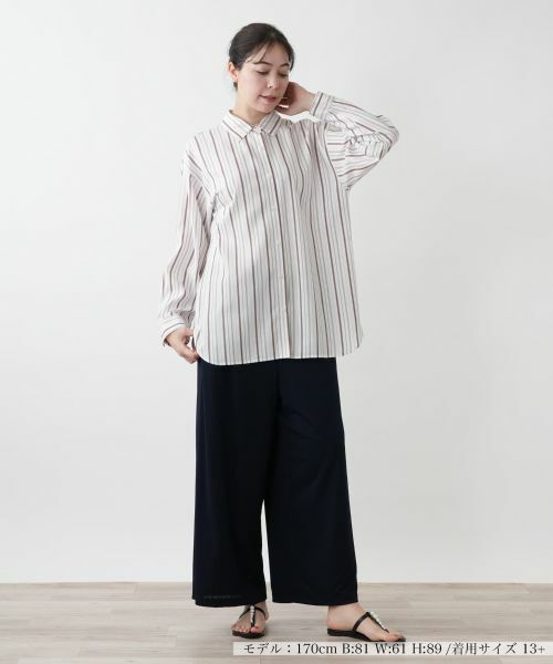 Leilian PLUS HOUSE / レリアンプラスハウス シャツ・ブラウス | 【店舗人気】ストライプシャツ【Leilian WHITE LABEL】【SOMELOS】 | 詳細1