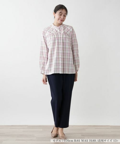 Leilian PLUS HOUSE / レリアンプラスハウス シャツ・ブラウス | バンドカラーブラウス【Leilian WHITE LABEL】 | 詳細1