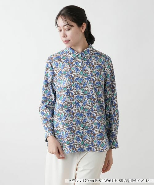 Leilian PLUS HOUSE/レリアンプラスハウス プリントブラウス【Leilian WHITE LABEL】 ロイヤルブルー 17+