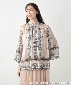 Leilian PLUS HOUSE / レリアンプラスハウス シャツ・ブラウス | 【店舗人気】プリントボウタイブラウス【BOURGE】