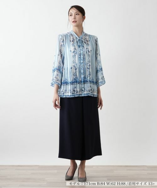 Leilian PLUS HOUSE / レリアンプラスハウス シャツ・ブラウス | 【店舗人気】プリントボウタイブラウス【BOURGE】 | 詳細1