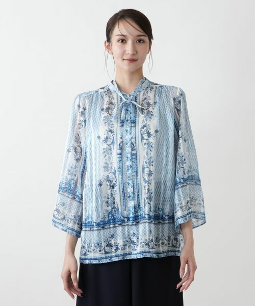Leilian PLUS HOUSE / レリアンプラスハウス シャツ・ブラウス | 【店舗人気】プリントボウタイブラウス【BOURGE】 | 詳細5