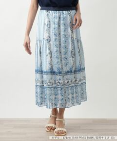 Leilian PLUS HOUSE / レリアンプラスハウス ミニ・ひざ丈スカート | プリントスカ−ト