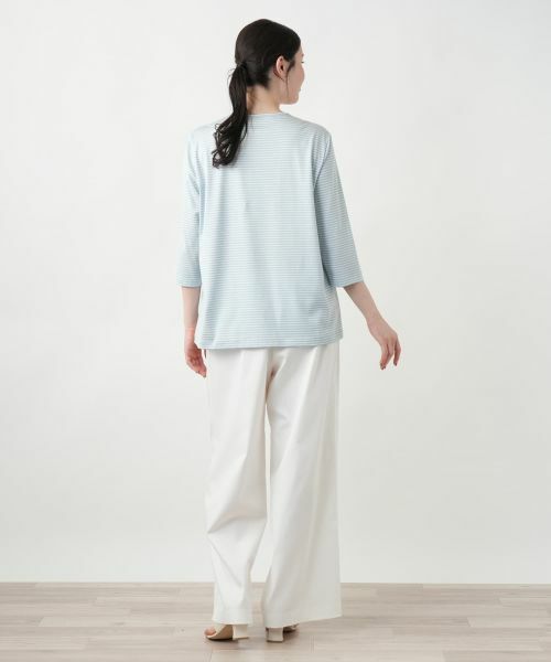 Leilian PLUS HOUSE / レリアンプラスハウス カットソー | 【店舗人気】刺繍ボーダー七分袖カットソー | 詳細12