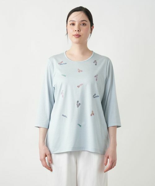 Leilian PLUS HOUSE / レリアンプラスハウス カットソー | 【店舗人気】刺繍ボーダー七分袖カットソー | 詳細13