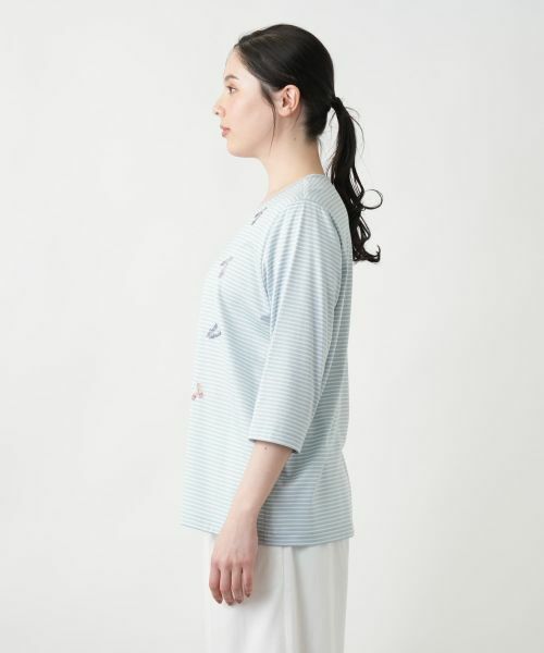 Leilian PLUS HOUSE / レリアンプラスハウス カットソー | 【店舗人気】刺繍ボーダー七分袖カットソー | 詳細14