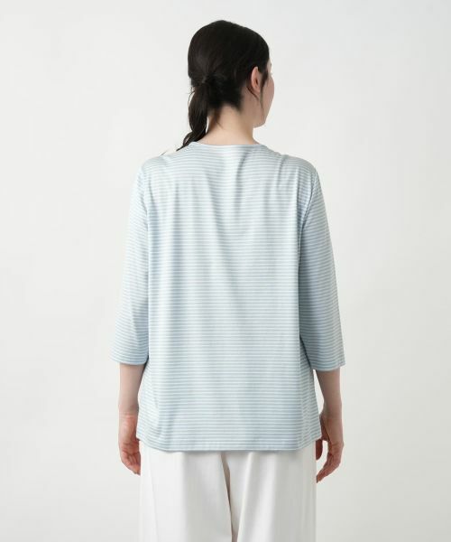 Leilian PLUS HOUSE / レリアンプラスハウス カットソー | 【店舗人気】刺繍ボーダー七分袖カットソー | 詳細15