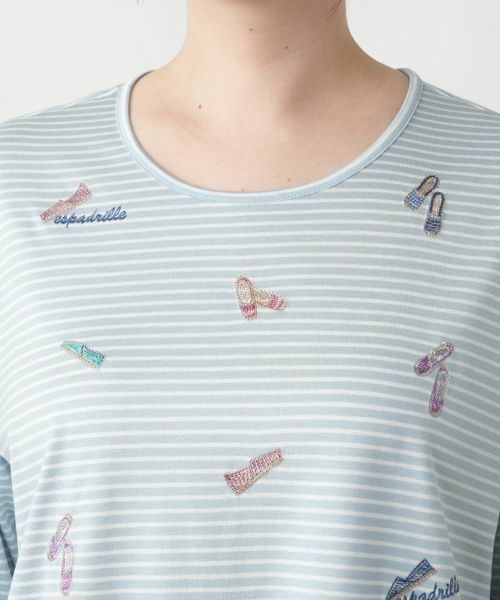 Leilian PLUS HOUSE / レリアンプラスハウス カットソー | 【店舗人気】刺繍ボーダー七分袖カットソー | 詳細16