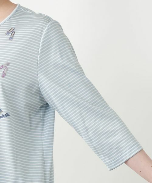 Leilian PLUS HOUSE / レリアンプラスハウス カットソー | 【店舗人気】刺繍ボーダー七分袖カットソー | 詳細18