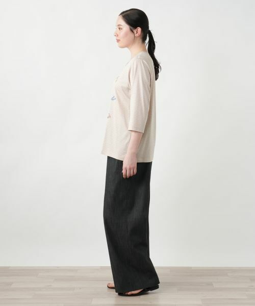 Leilian PLUS HOUSE / レリアンプラスハウス カットソー | 【店舗人気】刺繍ボーダー七分袖カットソー | 詳細2