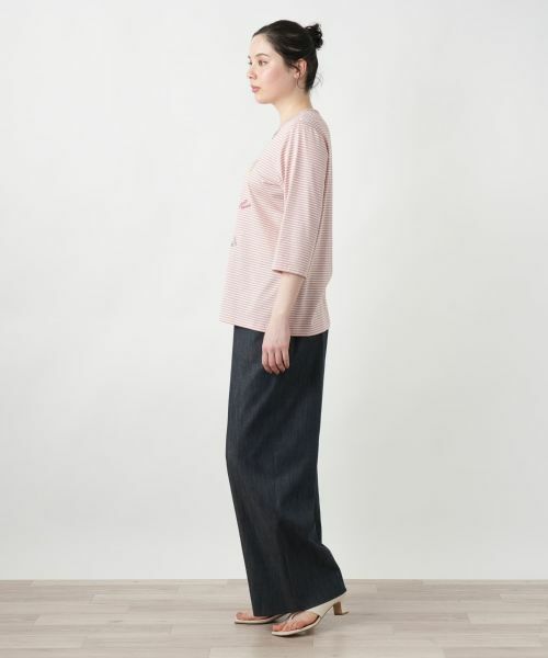 Leilian PLUS HOUSE / レリアンプラスハウス カットソー | 【店舗人気】刺繍ボーダー七分袖カットソー | 詳細5