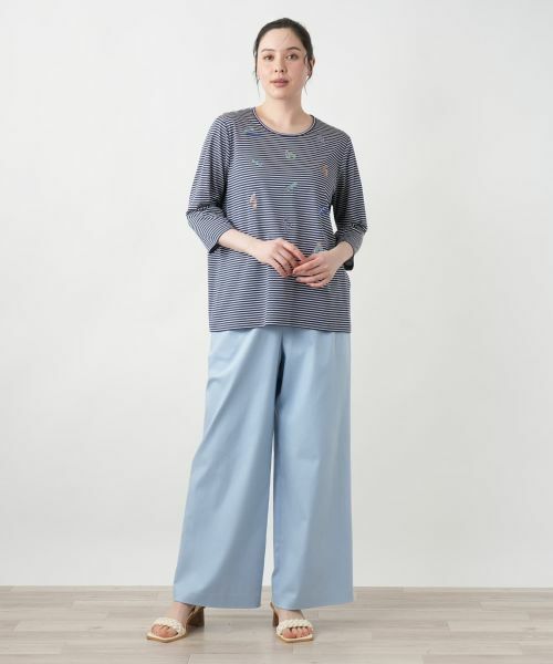 Leilian PLUS HOUSE / レリアンプラスハウス カットソー | 【店舗人気】刺繍ボーダー七分袖カットソー | 詳細7