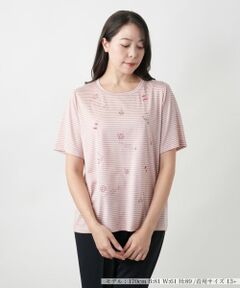 Leilian PLUS HOUSE / レリアンプラスハウス カットソー | 【店舗人気】ナローボーダー刺繍Tシャツ