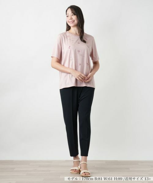 Leilian PLUS HOUSE / レリアンプラスハウス カットソー | 【店舗人気】ナローボーダー刺繍Tシャツ | 詳細10