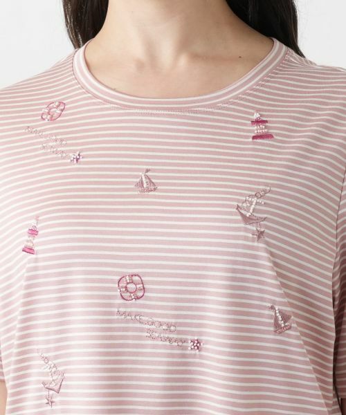 Leilian PLUS HOUSE / レリアンプラスハウス カットソー | 【店舗人気】ナローボーダー刺繍Tシャツ | 詳細16