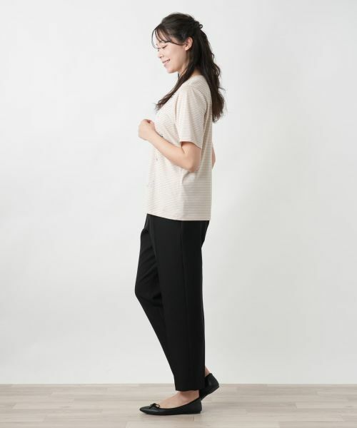 Leilian PLUS HOUSE / レリアンプラスハウス カットソー | 【店舗人気】ナローボーダー刺繍Tシャツ | 詳細2