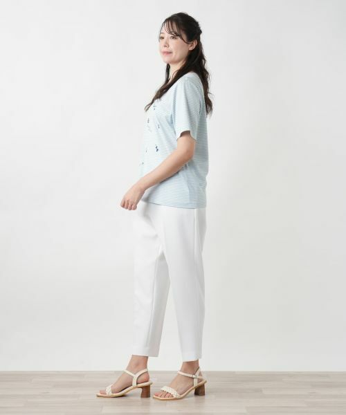 Leilian PLUS HOUSE / レリアンプラスハウス カットソー | 【店舗人気】ナローボーダー刺繍Tシャツ | 詳細5