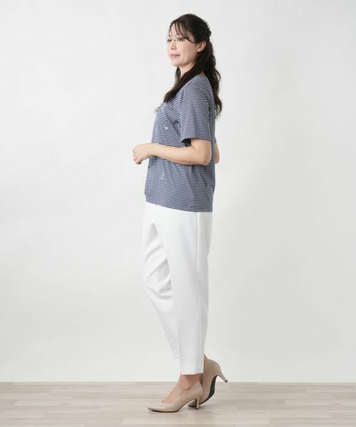 Leilian PLUS HOUSE / レリアンプラスハウス カットソー | 【店舗人気】ナローボーダー刺繍Tシャツ | 詳細8