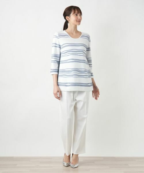 Leilian PLUS HOUSE / レリアンプラスハウス ニット・セーター | 【店舗人気】異素材切替ニット【CINZIA CALDI】 | 詳細1