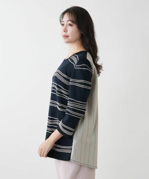 Leilian PLUS HOUSE / レリアンプラスハウス ニット・セーター | 【店舗人気】異素材切替ニット【CINZIA CALDI】 | 詳細8