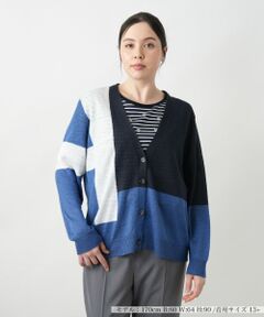 Leilian PLUS HOUSE / レリアンプラスハウス カーディガン・ボレロ | カラーブロックカーディガン【HAND】