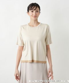 Leilian PLUS HOUSE / レリアンプラスハウス ニット・セーター | ライン配色半袖ニット