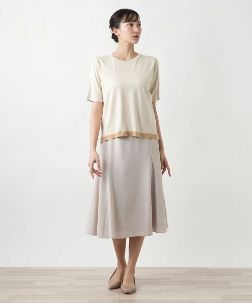 Leilian PLUS HOUSE / レリアンプラスハウス ニット・セーター | ライン配色半袖ニット | 詳細4