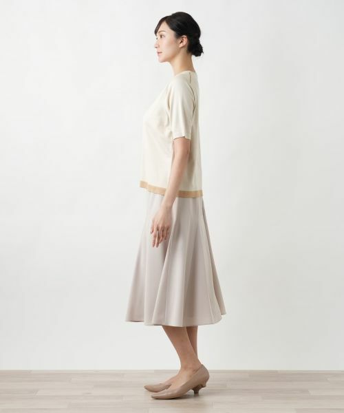 Leilian PLUS HOUSE / レリアンプラスハウス ニット・セーター | ライン配色半袖ニット | 詳細5