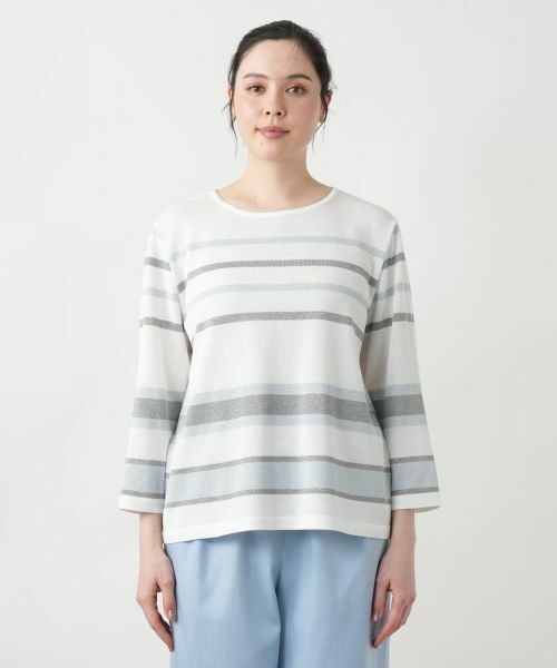 Leilian PLUS HOUSE / レリアンプラスハウス ニット・セーター | 【店舗人気】ラメマルチボーダーニット【ROCHAS Premiere】 | 詳細7