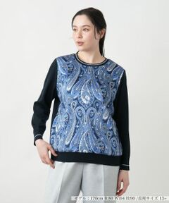 Leilian PLUS HOUSE / レリアンプラスハウス ニット・セーター | 【店舗人気】ペイズリー切替クルーネックニット【ROCHAS Premiere】【RATTI】