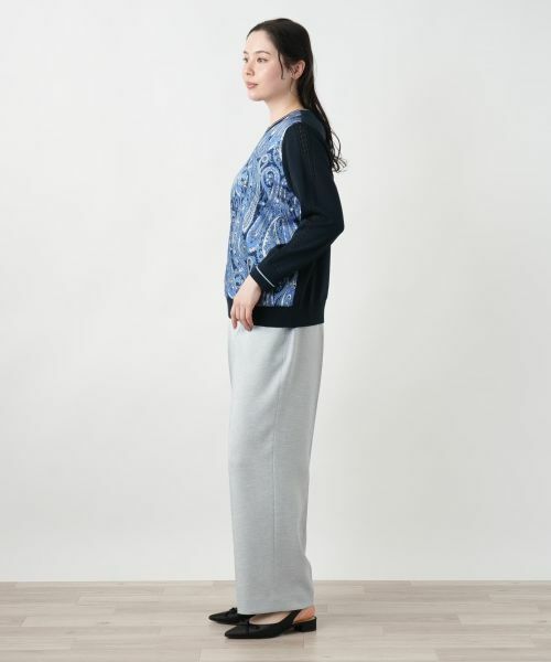 Leilian PLUS HOUSE / レリアンプラスハウス ニット・セーター | 【店舗人気】ペイズリー切替クルーネックニット【ROCHAS Premiere】【RATTI】 | 詳細2